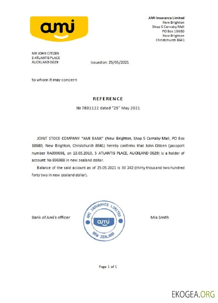 Nouvelle , Zélande , Ami bank , reference